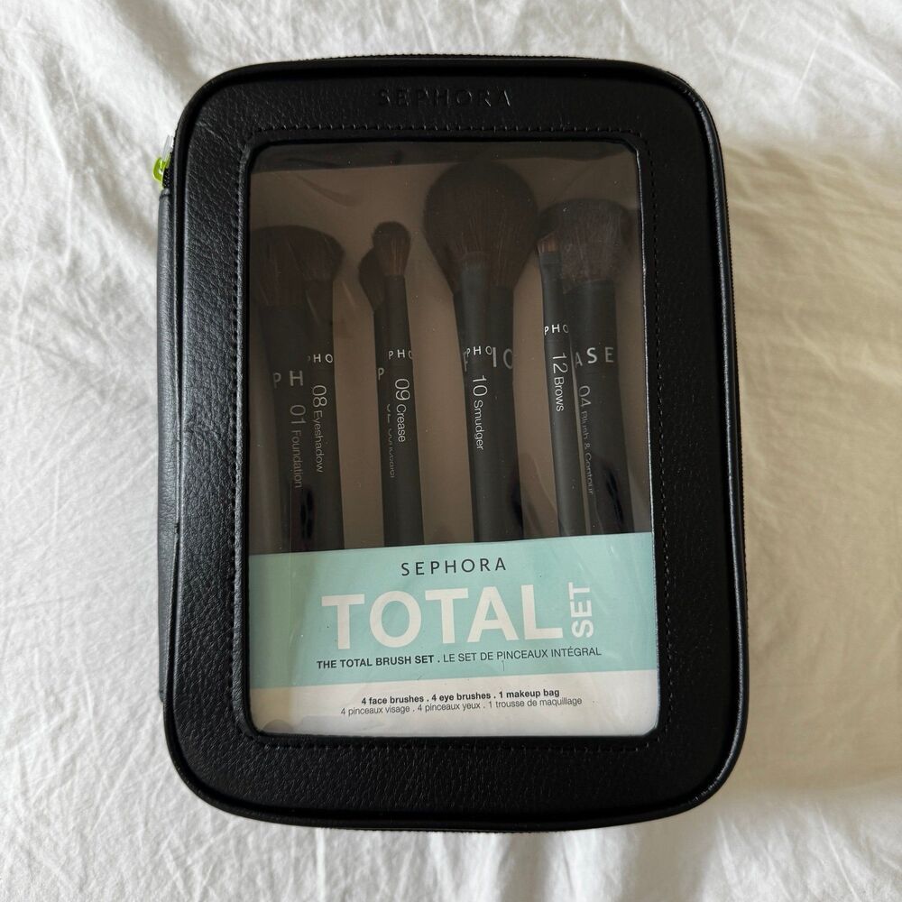 Sephora Total Brush Set 8 Piece Makeup Brush Set with Bag